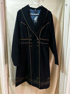 Doctor Who Hot Topic TARDIS Embroidered Double Breasted Coat Jacket NWT